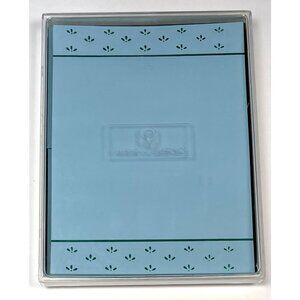 VTG American Greetings Green Metallic Leaf Blue STATIONERY Envelopes Box READ